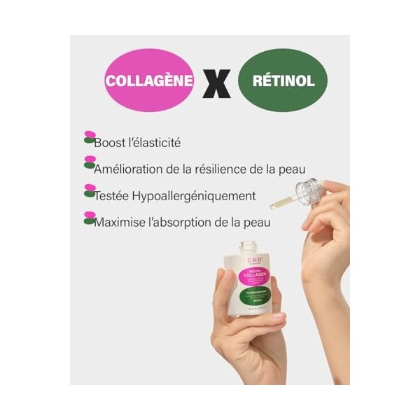 CKD RETINO, Ampoule de pompe à Collagène Rétinol aux petites molécules 300, Ampoule visage double fonction pour le soin des r