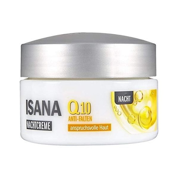 ISANA Crème de nuit anti-rides Q10 - Soin raffermissant anti-âge - Avec huile de macadamia - 50 ml