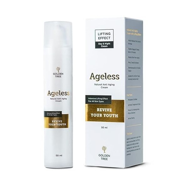 Golden Tree Ageless Crème anti-rides pour le visage - Crème de jour/nuit - Augmente les niveaux de collagène et délastine - 