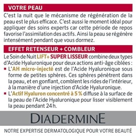 Diadermine - Lift+ Super Lisseur - Crème Visage de Nuit - Soin du Visage - Soin Anti-Rides Comblant - Acide Hyaluronique Micr