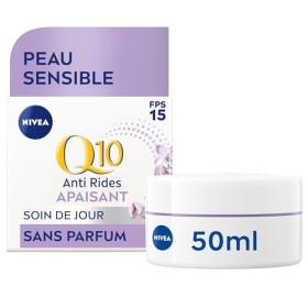 NIVEA Q10 Power Soin de Jour Anti-Rides +Peaux sensibles FPS15 2 x 50 ml , crème anti-âge enrichie en Q10 & créatine, soin v