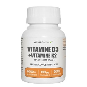 VITAMINE D3 K2 Stock Pour 1 an et 4 Mois 500 Micro-Comprimés Haute Dose et Absorption I Vitamine D3 de 50 μg de 2.000 U.I. 