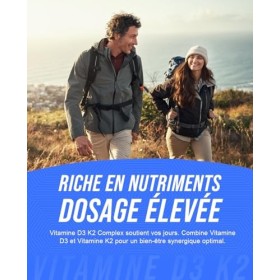 VITAMINE D3 K2 Stock Pour 1 an et 4 Mois 500 Micro-Comprimés Haute Dose et Absorption I Vitamine D3 de 50 μg de 2.000 U.I. 