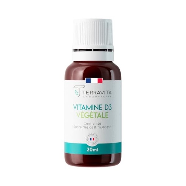 Vitamine D3 Végétale D3V® | 2000 UI | Flacon de 20 ml | 8 Mois de Cure | Haute Absorption | Santé des Os & Immunité | Enfants