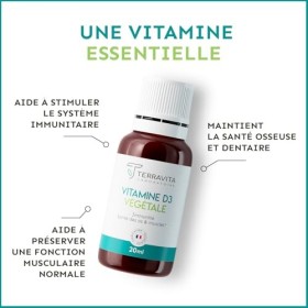 Vitamine D3 Végétale D3V® | 2000 UI | Flacon de 20 ml | 8 Mois de Cure | Haute Absorption | Santé des Os & Immunité | Enfants