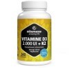 Vitamaze® Vitamine D3 K2 All-Trans MK-7 hautement dosée, 2000 UI de vitamine D3 + 100 mcg de vitamine K2, 240 comprimés de vi