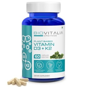 Biovitalia Vitamine D3 + K2 à base de plantes 60 gélules | Complément alimentaire | Soutient le système immunitaire | Favoris