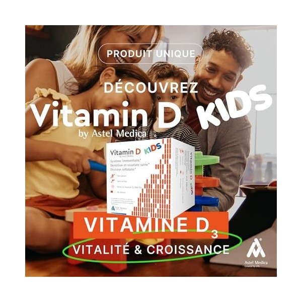 Gellules de vitamine D pour enfants, système immunitaire, dentition et ossature saines, 90 gellules