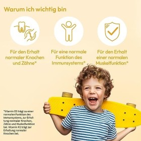 Spray de vitamine D3 + K2 sain pour les enfants I Vegan I 182 sprays jusquà 6 mois I 560 UI de vitamine D3 et 23 µg de vitam