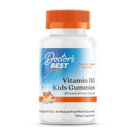 Doctors Best, Vitamin D3 Kids Gummies, 1000 IU, 60 Gommes, Sans Gélatine, Sans Gluten, Sans Soja, Sans OGM