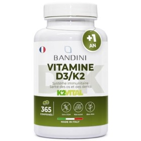 Bandini® Vitamine D3 K2 365 Comprimés 30 000 UI par mois, Vitamines D +1 an , Qualité Premium, 200 mcg K2VITAL®, 99,7+% All-