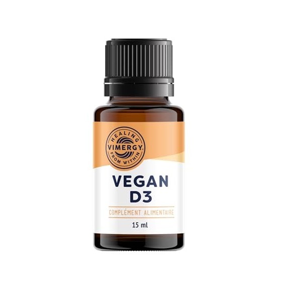 Vimergy Vegan D3 Vitamine Liquide 96 Portions – Vitamine D3 1000 UI – Gouttes de Vitamines Végétaliennes – Vitamine Liquide
