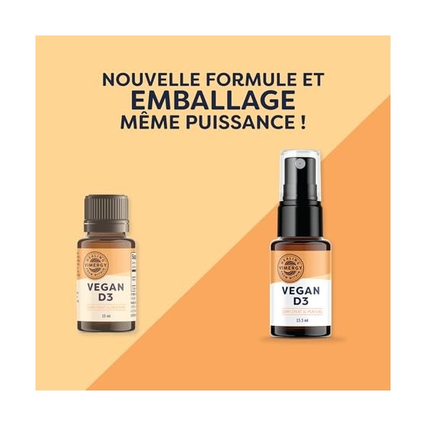 Vimergy Vegan D3 Vitamine Liquide 96 Portions – Vitamine D3 1000 UI – Gouttes de Vitamines Végétaliennes – Vitamine Liquide