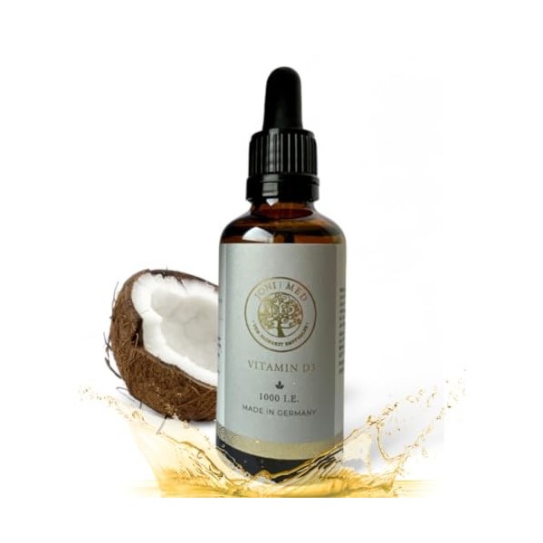 JONIMED Vitamine D3-1000 UI par goutte, hautement dosée dans lhuile de coco MCT pour une biodisponibilité élevée - 1700 gout