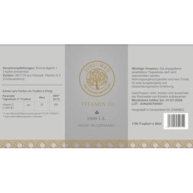 JONIMED Vitamine D3-1000 UI par goutte, hautement dosée dans lhuile de coco MCT pour une biodisponibilité élevée - 1700 gout