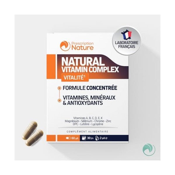 Prescription Nature - NATURAL VITAMIN COMPLEX - Complément Alimentaire - Vitamines Naturelles A, B, C, D, E + Magnésium Mar