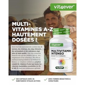 Multivitamines A-Z - 365 gélules hautement dosées avec 26 formes bioactives & matières premières de marque - Vitamines + Miné