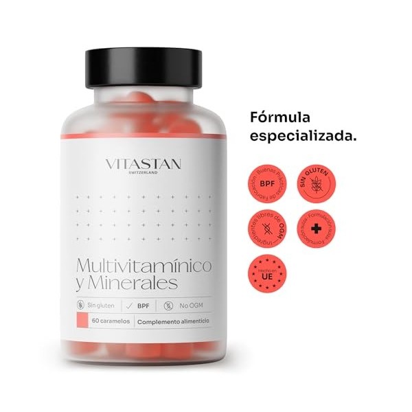 Gummies multivitamines Vitastan 60 - Vitamines B2, B6 et B12 - Contribuez au métabolisme énergétique - Renforce le système im