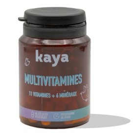 Kaya Cure Multivitamines 2mois - 11 vitamines + 6 minéraux et sans sel - Magnésium, Zinc, Vitamines B12, C, E, K et H - Iod