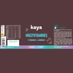 Kaya Cure Multivitamines 2mois - 11 vitamines + 6 minéraux et sans sel - Magnésium, Zinc, Vitamines B12, C, E, K et H - Iod