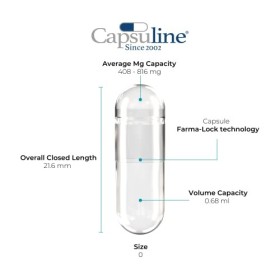 Capsuline Lot de 10 000 capsules de gélatine vides transparentes Taille 0 – Capsules de gélatine vides – Capsules vides – San