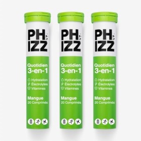 Electrolytes Phizz, Multivitamines & Comprimés dhydratation - 60 comprimés de réhydratation effervescents - 18 vitamines et 