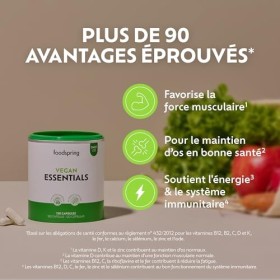 foodspring - Vegan Essentials complexe multivitaminique tout-en-un en 120 gélules hautement dosées & sans gélatine - Préparat