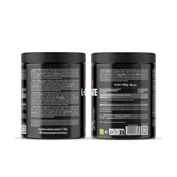 Weider Premium L-Citrulline Malate 310g Goût Neutre, Pre Workout 99% L-Citrulline Malate + AstraGin® pour labsorption, 6g 