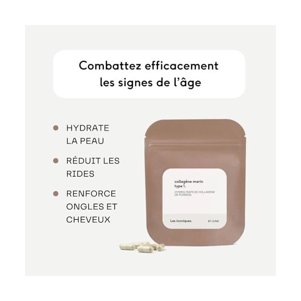 Collagène Marin, Peau Hydratée et Articulations Souples, 90 Gélules, 1000mg, Collagène 500 Daltons breveté et hydrolysé, Form