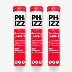 Electrolytes Phizz, Multivitamines & Comprimés dhydratation - 60 comprimés de réhydratation effervescents - 18 vitamines et 
