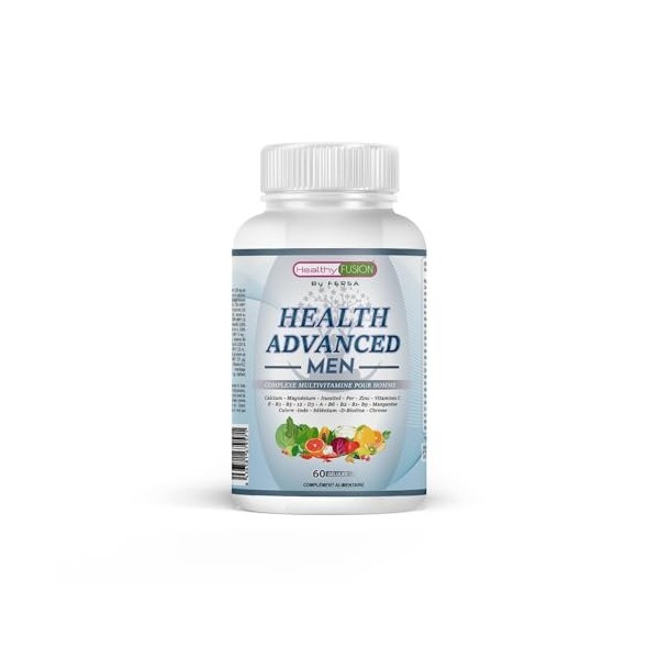 Complexe multivitaminé pour homme | Calcium, Magnésium, Fer, Vitamines A, C, E, B12, D3, B9, B6 | Vitamines et minéraux essen