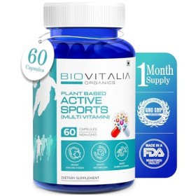 Biovitalia Organics Capsule de complément alimentaire multivitaminé pour sports actifs à base de plantes | Promouvoir limmun