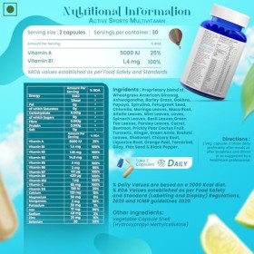 Biovitalia Organics Capsule de complément alimentaire multivitaminé pour sports actifs à base de plantes | Promouvoir limmun