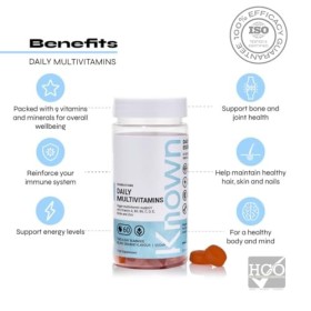 Gummies Quotidiennes Délicieuses Known – Multivitamines – Soutient lImmunité & lÉnergie – Saveur Orange Sanguine – 60 Gummi