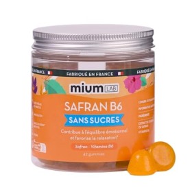 Mium Lab - Gummies Safran & Vit B6 - Enfants TDAH & Adultes - Anti-stress, améliore lhumeur et le bien-être mental - Haute