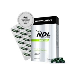 NDL Pro-Health Multivitamines - Complément alimentaire à base de vitamines C, B6, B12, extrait de ginseng et hespéridine, 1 m