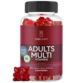 Gommes vitaminées Multivitaminés VitaYummy au Goût Fraise pour Adultes - Oursons Gélifiés Végétaliens en Supplément Alimentai