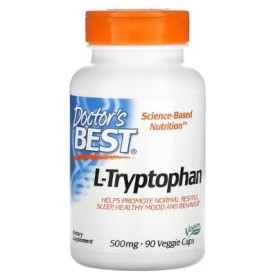 Doctors Best L-Tryptophane avec TryptoPure, 500mg - 90 gélules végétales - Soutien pour le Sommeil et la Santé Mentale