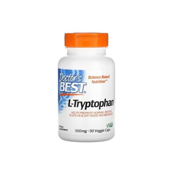 Doctors Best L-Tryptophane avec TryptoPure, 500mg - 90 gélules végétales - Soutien pour le Sommeil et la Santé Mentale
