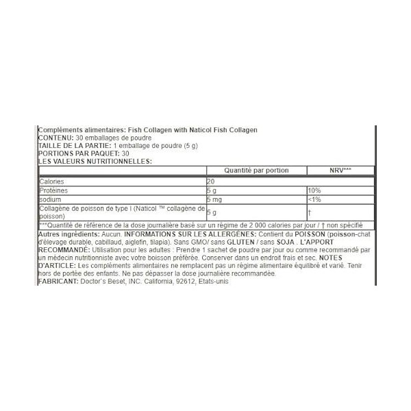 Doctors Best Collagène Marin avec Naticol - 30 Sachets | Soutien pour une Peau Radieuse