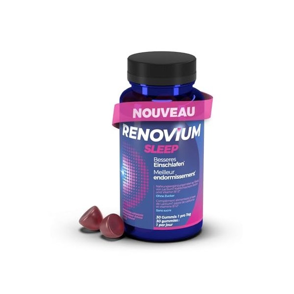 RENOVIUM - Gummies sommeil - 1 gomme par nuits - 30 jours - gomme pour dormir - meilleur sommeil - endormissement plus rapide