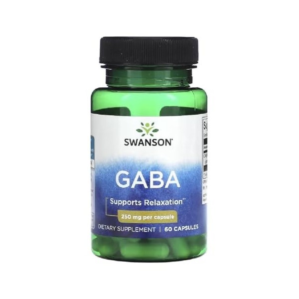 Swanson - GABA Acide Gamma-Aminobutyrique | Relaxation & Réduction du Stress | 250mg par capsule - 60 capsules