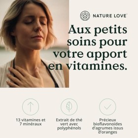 Complexe Multivitaminé – 180 gélules véganes – vitamines A-Z et minéraux – extrait thé vert, bioflavonoïdes d’agrumes – haut 