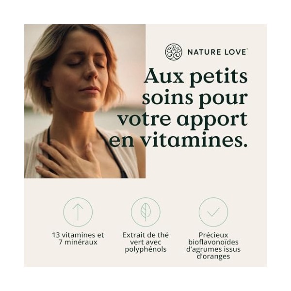 Complexe Multivitaminé – 180 gélules véganes – vitamines A-Z et minéraux – extrait thé vert, bioflavonoïdes d’agrumes – haut 