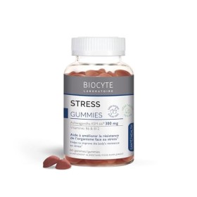 BIOCYTE Gummies Stress - Réduit la Fatigue, Anti-Stess - Vitamine B6, Ashwagandha, Vitamine D, B12, Goût Cerise - 60 gummies 