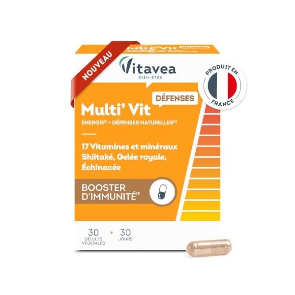 VITAVEA BIEN-ETRE - Multivit Défenses - Complément alimentaire immunité - Vitamine C, Vitamine D, Vitamines B6, B12, gelée r
