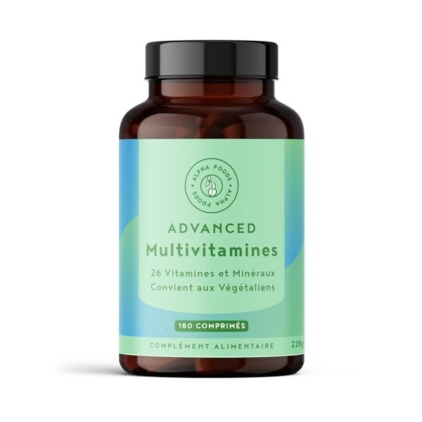 Multivitamines et Minéraux – 180 Comprimés Vegan - 26 Vitamines & Mineraux avec Vitamine A B C D E K Calcium Magnesium Zinc F