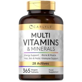 Multivitamines et Minéraux | 28 Vitamines et Minéraux Essentiels | 365 Comprimés Vegan | Multivitamines Hommes et Femme | Par
