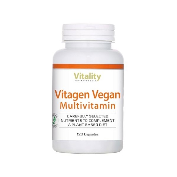 Vitamines Vegan Multivitamines, Complexe de 13 vitamines et 10 minéraux Hautement dosés 120 gélules Préparation multivitami