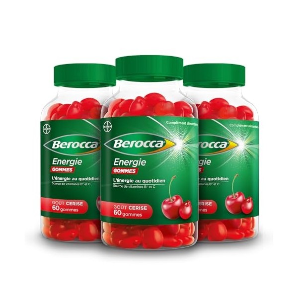 Berocca® Energie gommes - Multivitamines Complément alimentaire - Source de vitamines B* et vitamine C - Réduction de la fati